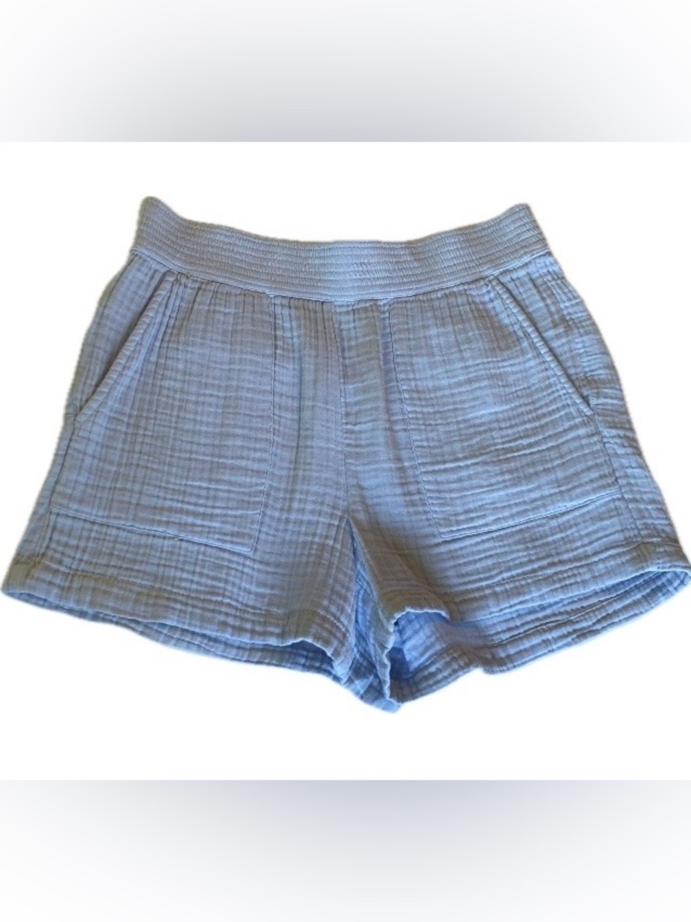 NWT Lou & Grey Light Blue Cotton Gauze Elastic Waist Shorts Sz Small